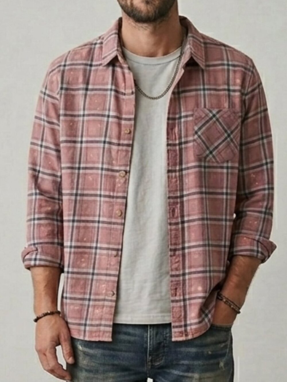 Amnesia Distressed Plaid Shirt
